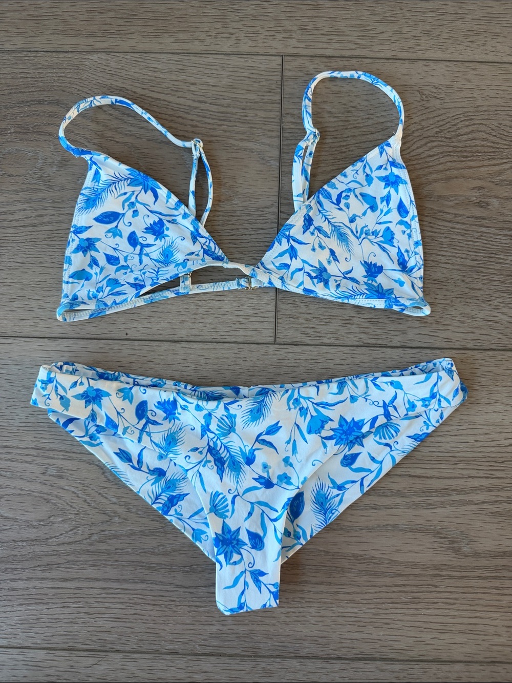 Las Olas Blue Floral Triangle Bikini Set - Women's Swim